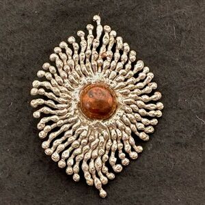 Elegant Silver and Copper Brooch